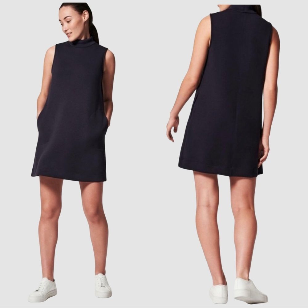 Spanx AirEssentials Sleeveless Mock Neck Dress in Navy | Small